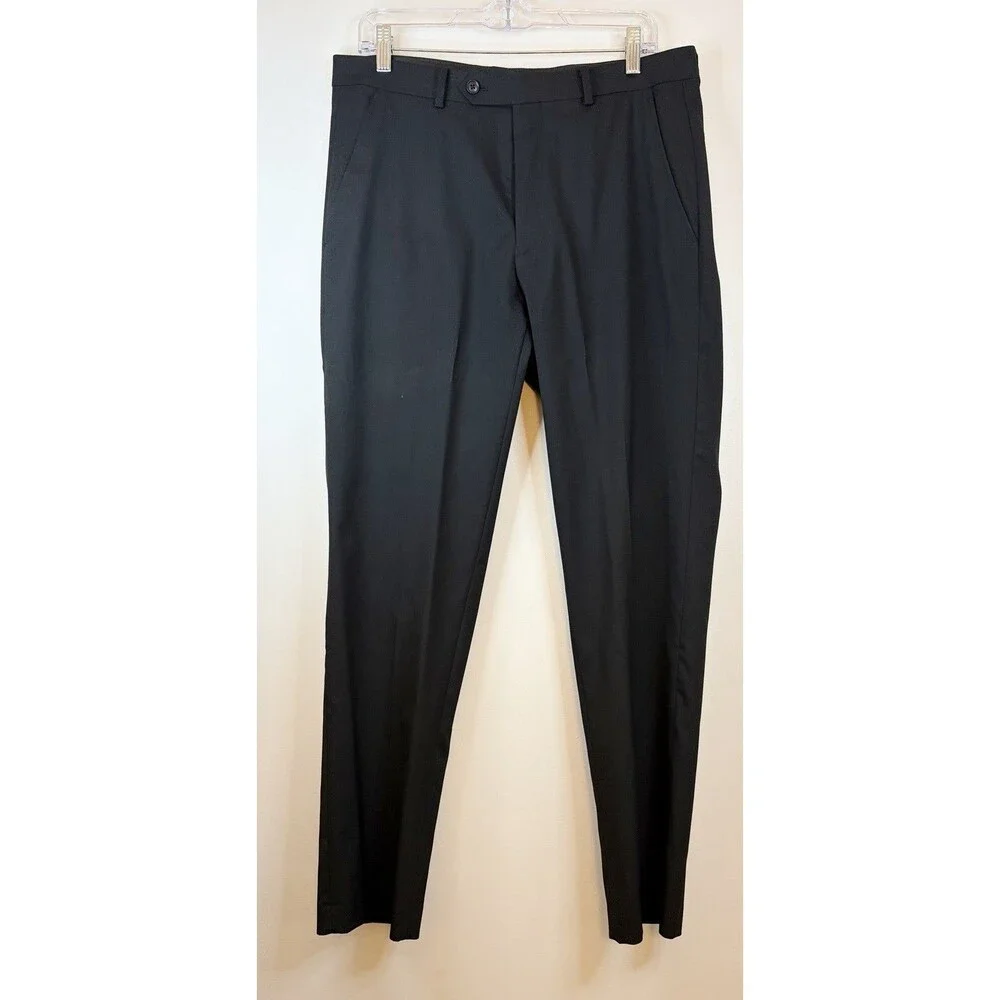 ALFANI Men’s Classic Fit Stretch Suit Pants Black 32x32 Straight Leg Flat Front